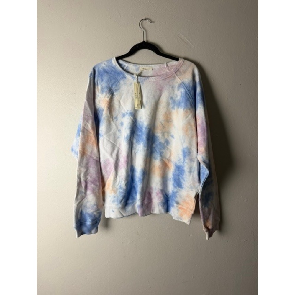 Lovestitch Tie Dye Sweatshirt Womens Medium Blue Orange Pastel Raglan Pullover